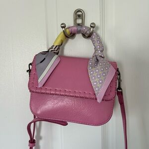 Pink Women's Bag with Scarf Handle